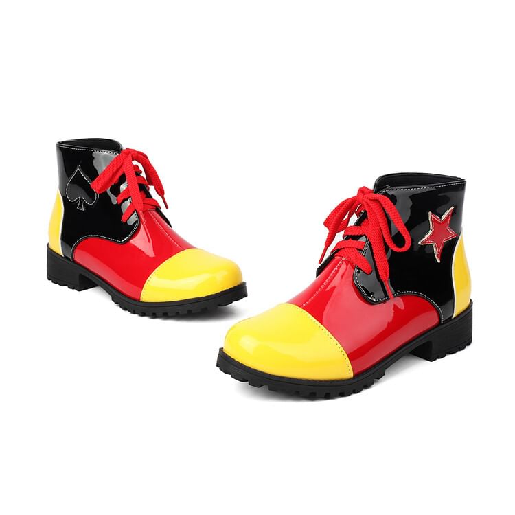 Star Short Boots Lace-Up Applique