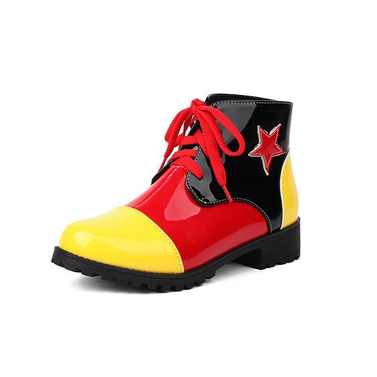 Star Short Boots Lace-Up Applique