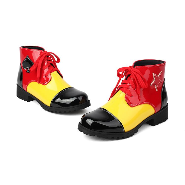 Star Short Boots Lace-Up Applique