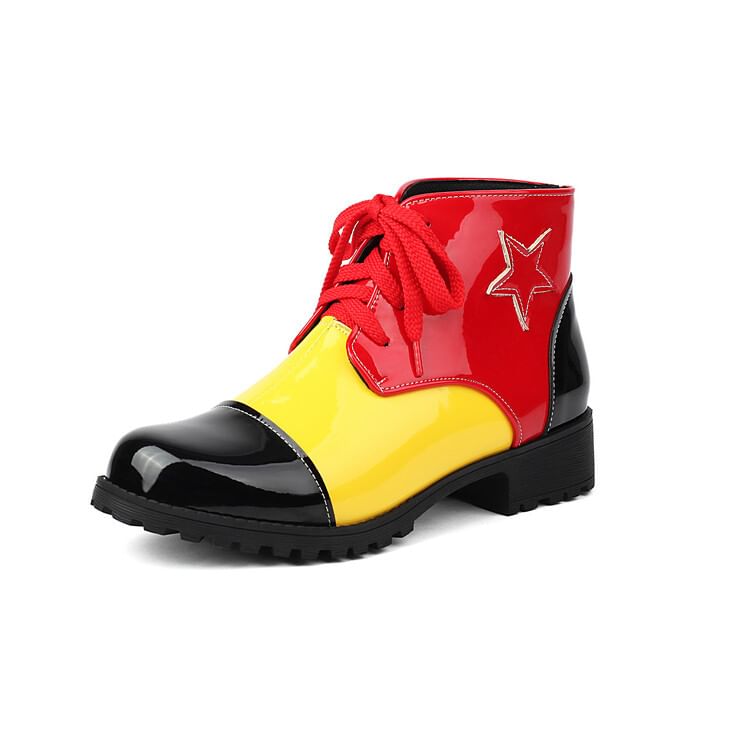 Star Short Boots Lace-Up Applique