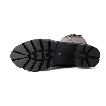 Buckled Heel Tall Boots Chunky