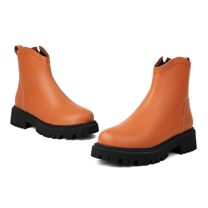 Boots Leather Platform Short Faux