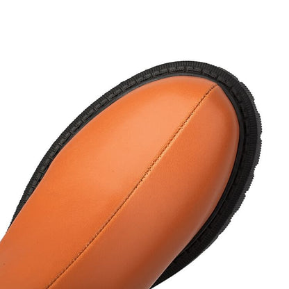 Boots Leather Platform Short Faux