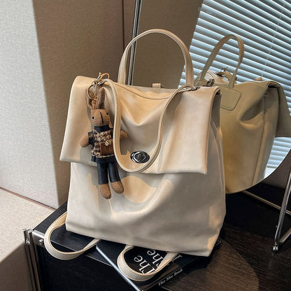 Flap With Charm Faux Leather Backpack