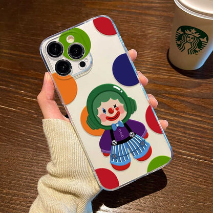 Clown Transparent Phone Case - iPhone 16 Pro Max / 16 Pro / 16 Plus / 16 / 15 Pro Max / 15 Pro / 15 Plus / 15 / 14 Pro Max / 14 Pro / 14 Plus / 14 / 13 Pro Max / 13 Pro / 13 / 13 Mini