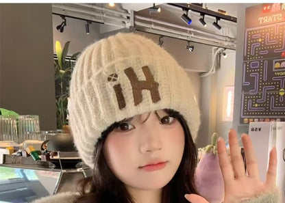 Embroidered Beanie Knit Lettering