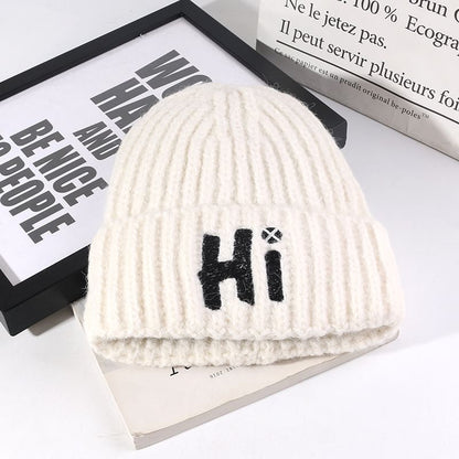 Embroidered Beanie Knit Lettering
