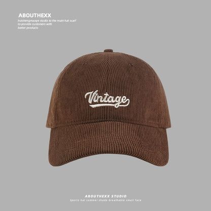 Corduroy Cap Lettering Baseball Embroidered