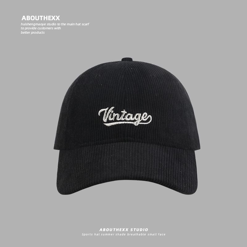 Corduroy Cap Lettering Baseball Embroidered