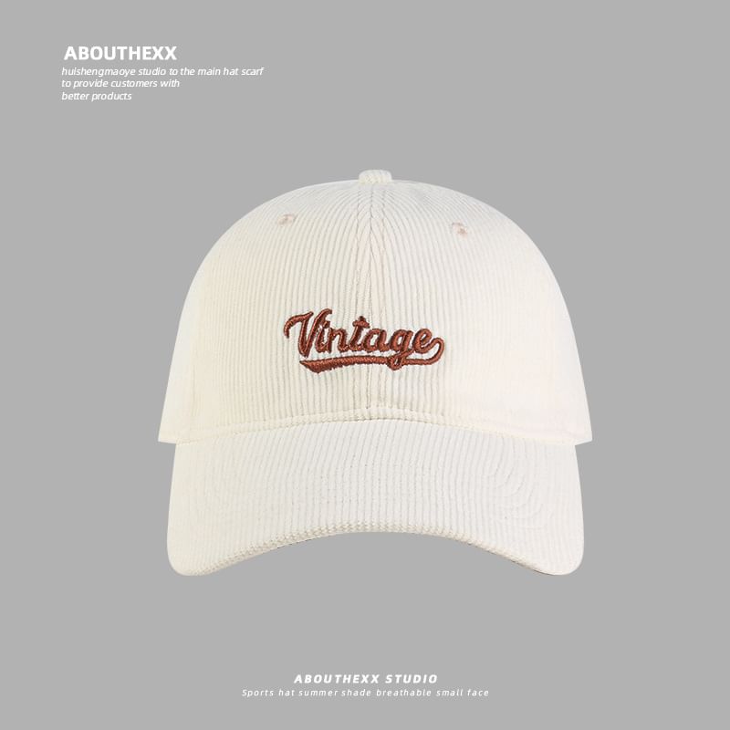 Corduroy Cap Lettering Baseball Embroidered