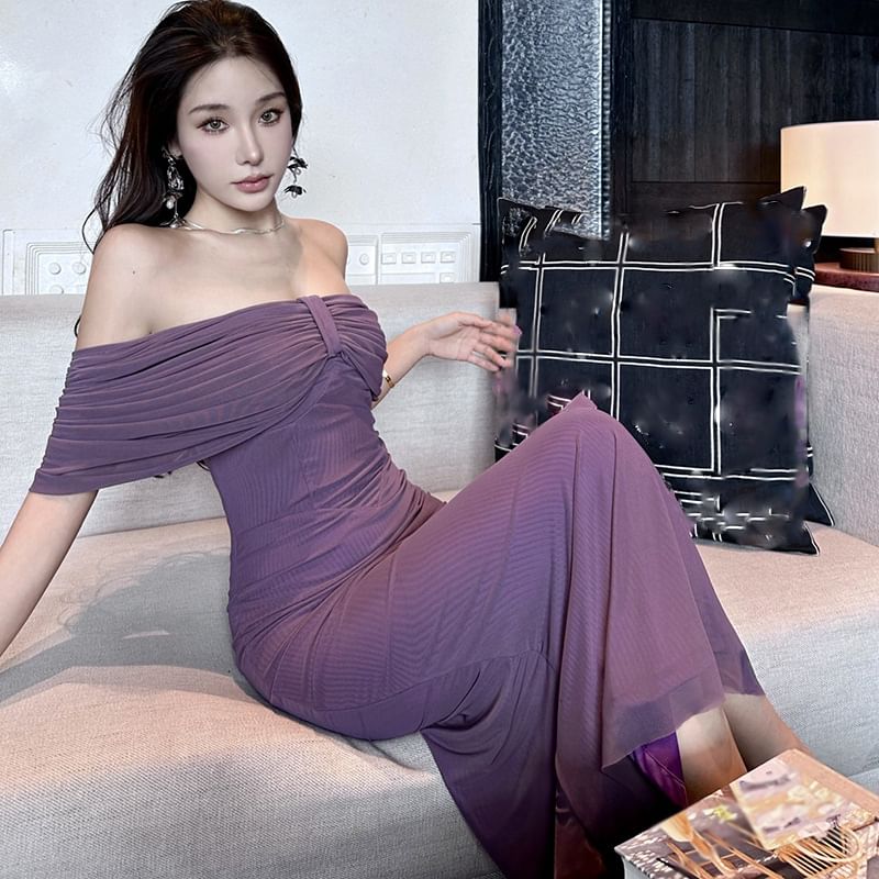 Bow Plain Strapless Dress Midi Sheath