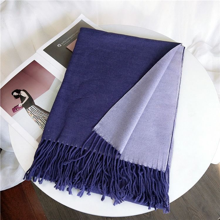 Two Tone Fringed Trim Scarf