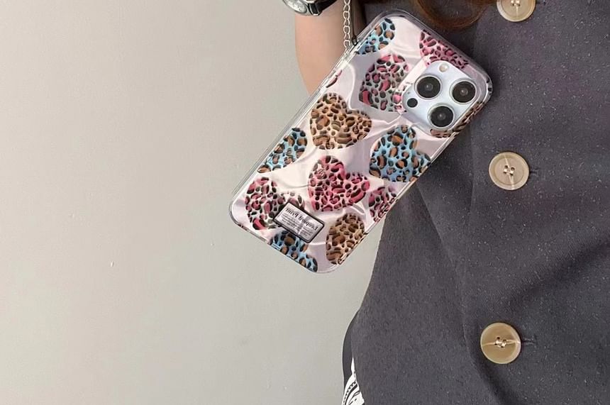 Leopard Print Heart Print Phone Case