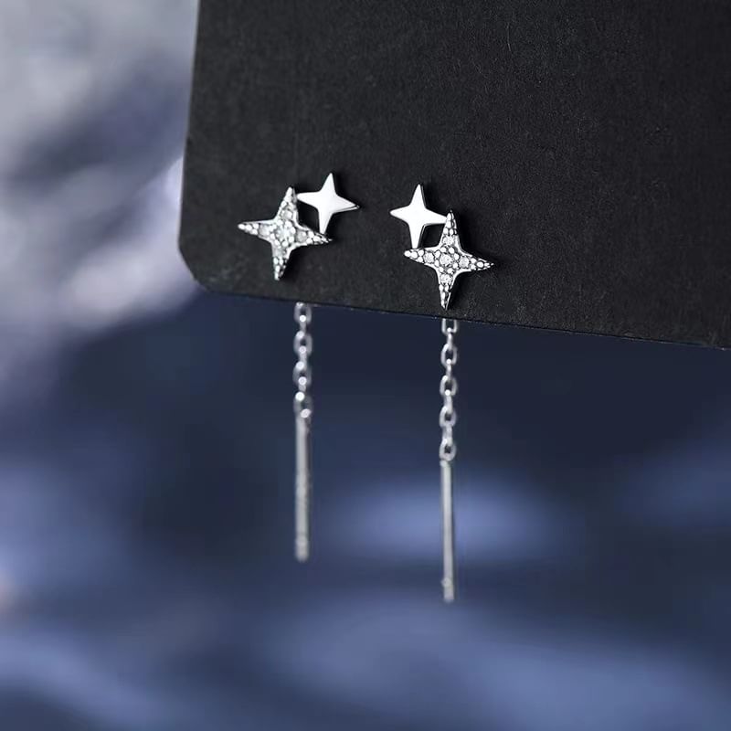 925 Sterling Silver Star Drop Earring