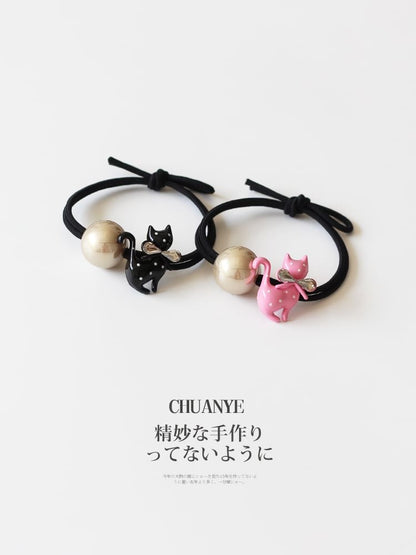 Cat Beaded Hair Tie