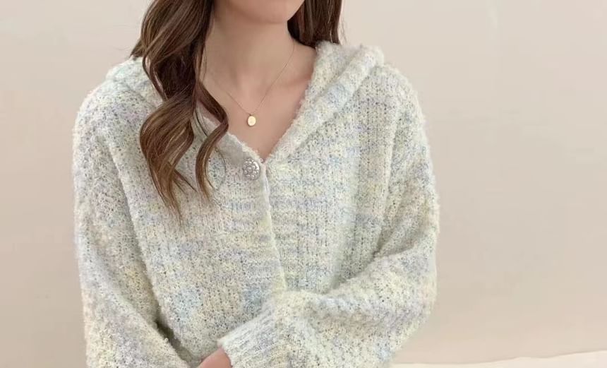 Oversized Fluffy V-Neck Hooded Cardigan