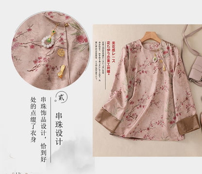 Chemisier fleuri à manches évasées