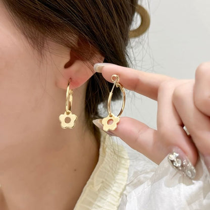 Earring Sterling Hoop Silver Floral