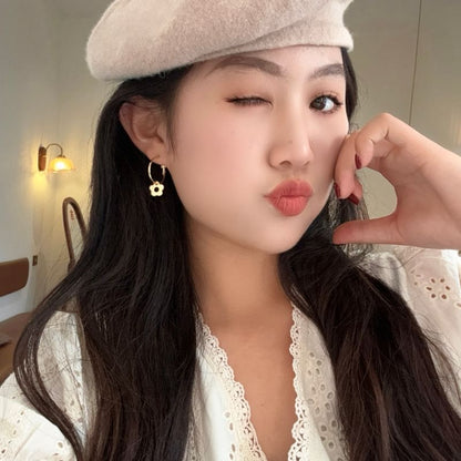 Earring Sterling Hoop Silver Floral