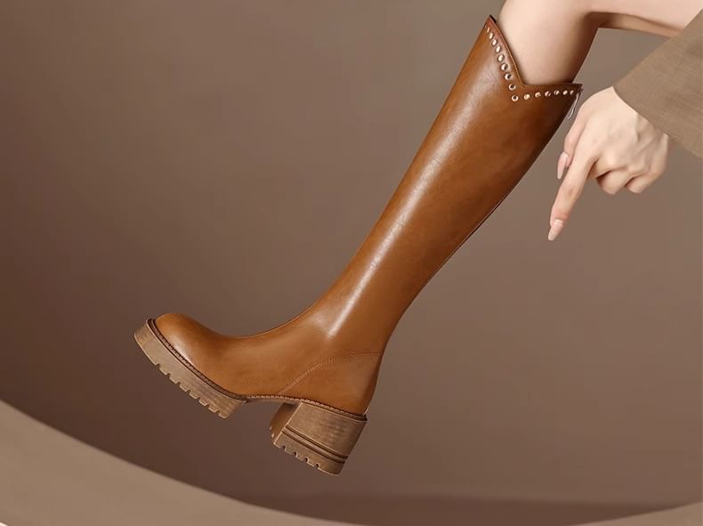 Boots Platform Knee High Studded