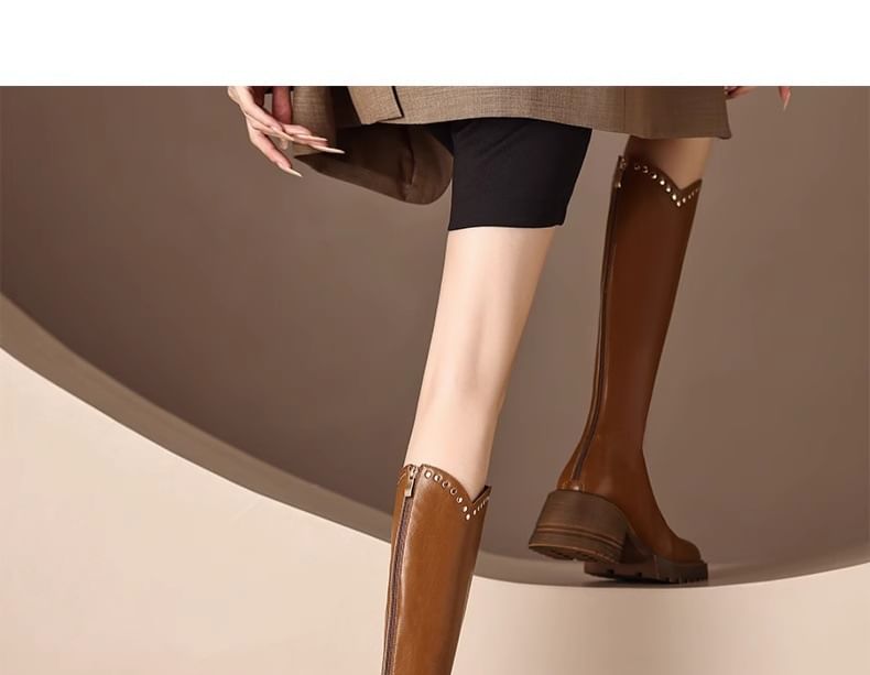 Boots Platform Knee High Studded