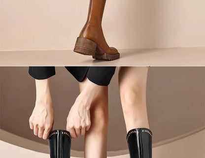 Boots Platform Knee High Studded