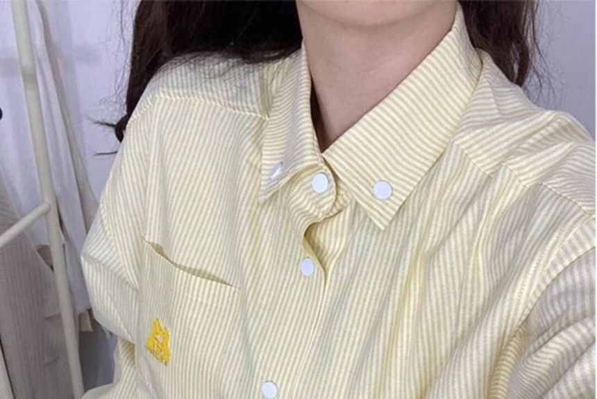 Long Sleeve Collared Striped Shirt