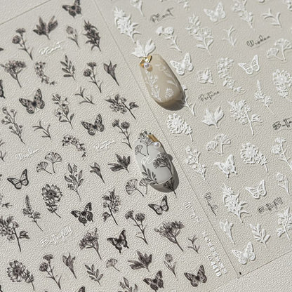 Butterfly Plant Nail Art Stickers (Various Designs)