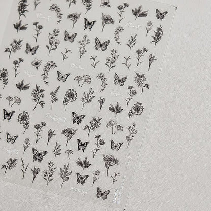 Butterfly Plant Nail Art Stickers (Various Designs)