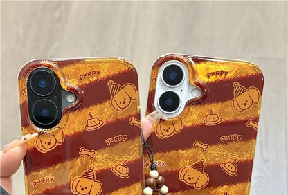 Striped Case Phone Strap Dog