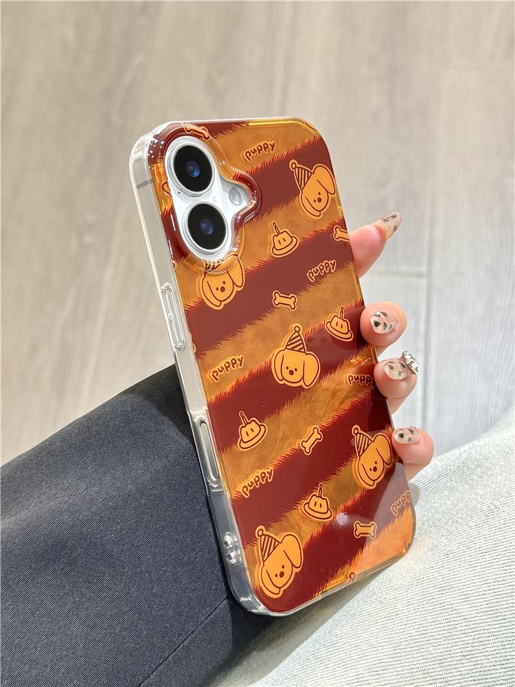 Striped Case Phone Strap Dog