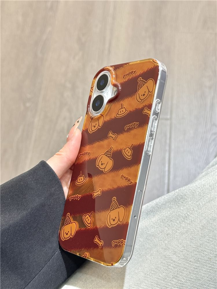 Striped Case Phone Strap Dog