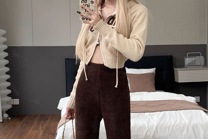 High Waist Corduroy Bootcut Pants