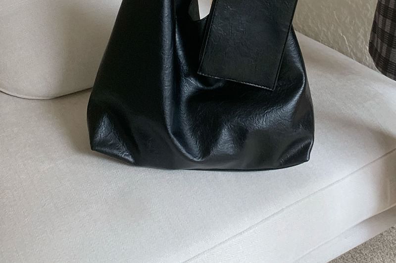 Leather With Faux Pouch Plain Tote Bag