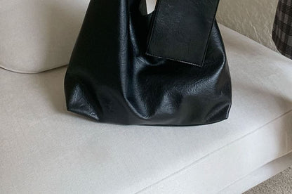 Leather With Faux Pouch Plain Tote Bag
