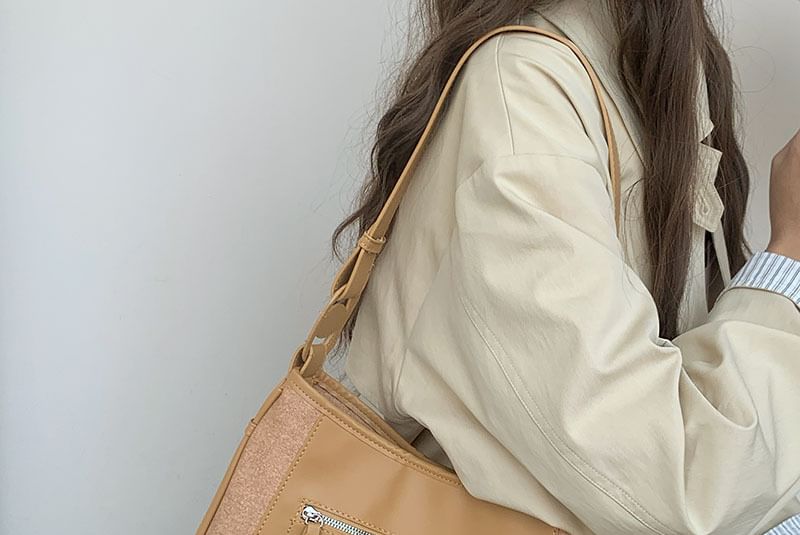 Shoulder Leather Faux Bag Panel Zip
