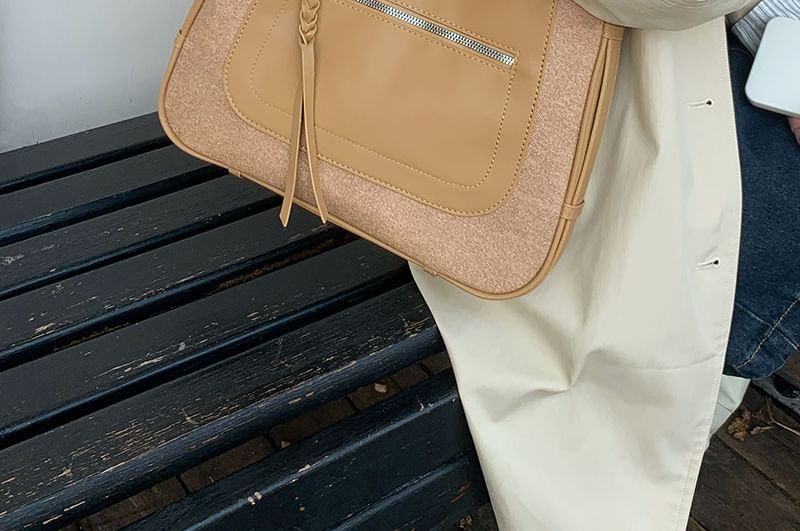 Shoulder Leather Faux Bag Panel Zip