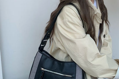 Shoulder Leather Faux Bag Panel Zip