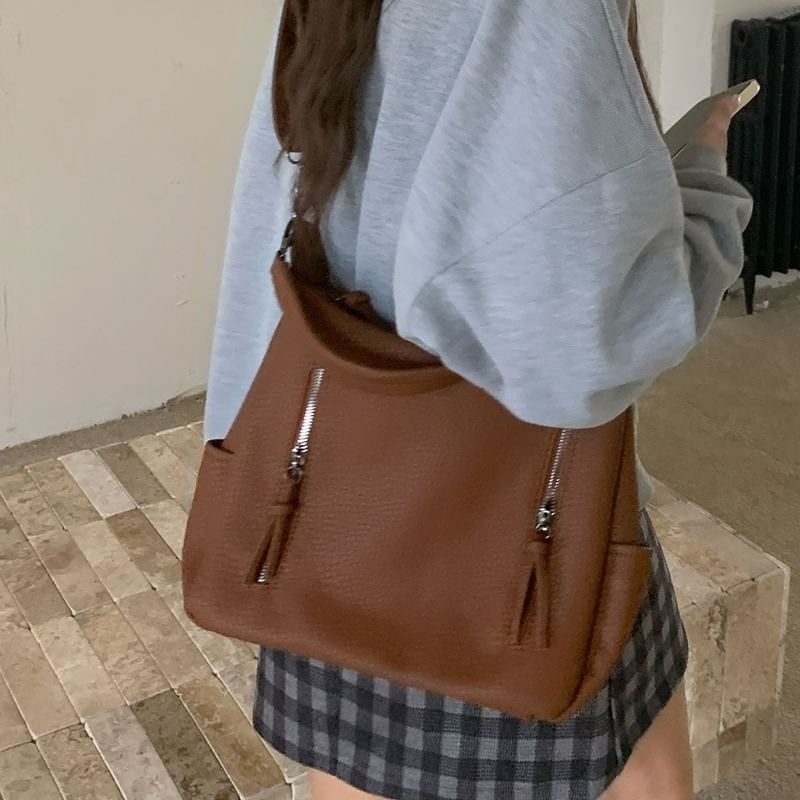 Tassel Bag Leather Faux Shoulder