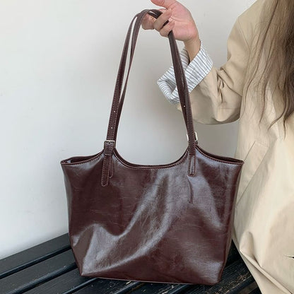 Leather Tote Bag Faux Plain