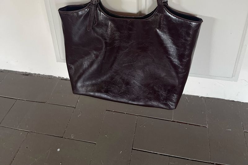 Leather Tote Bag Faux Plain