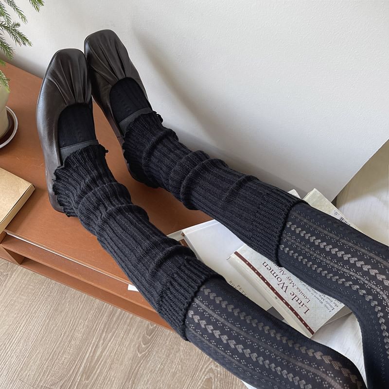 Plain Lettuce Edge Knit Leg Warmers