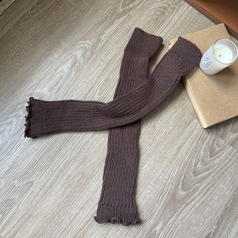 Plain Lettuce Edge Knit Leg Warmers