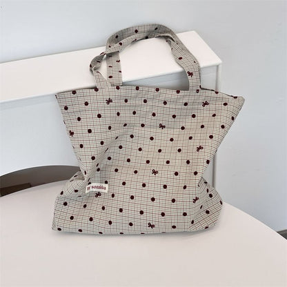 Dotted Plaid Tote Bag