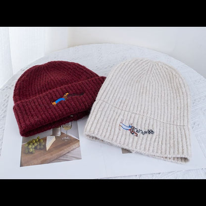 Dog Knit Beanie Embroidered