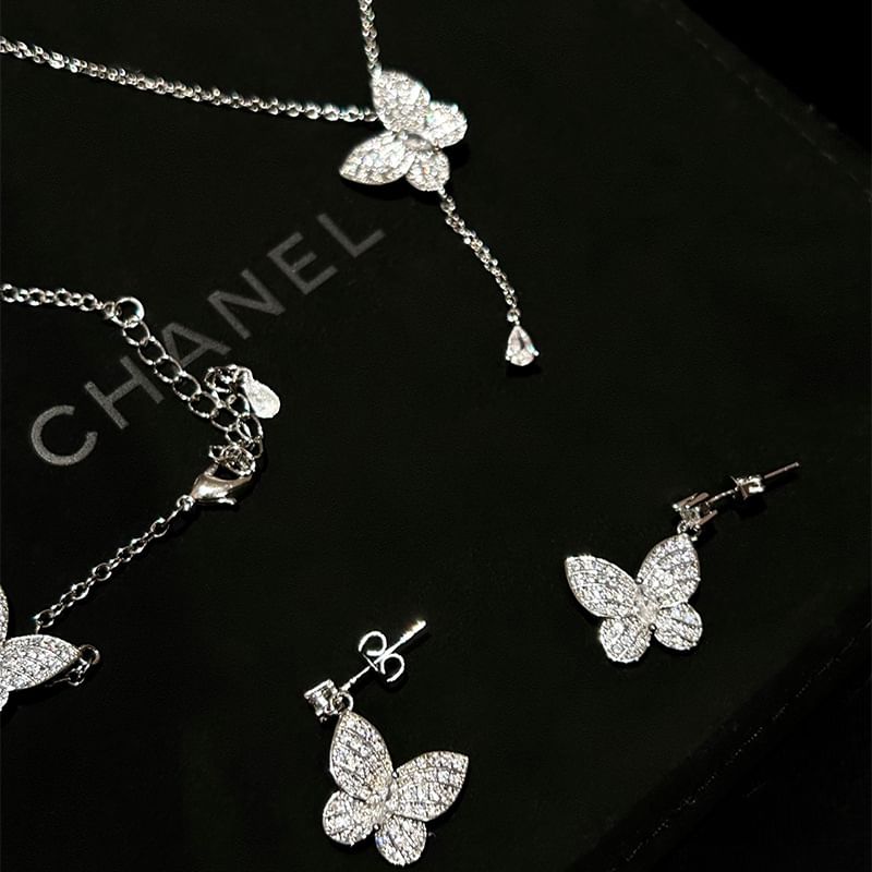 Stud / Bracelet Butterfly Earring Necklace