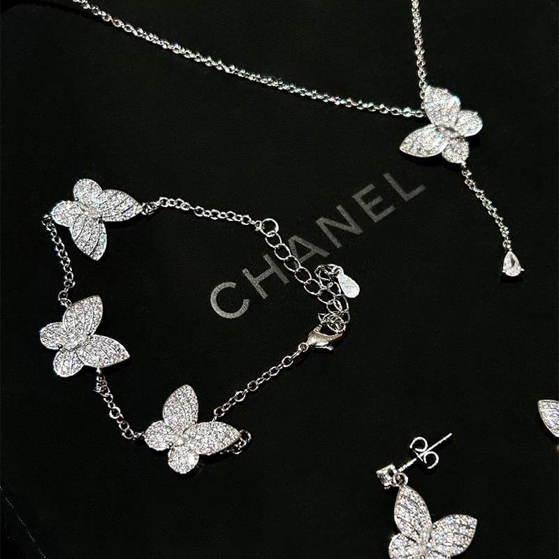 Stud / Bracelet Butterfly Earring Necklace