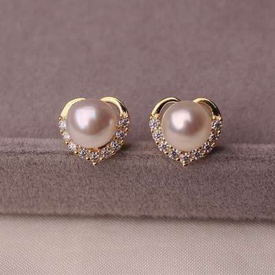 Stud Pearl Ear Rhinestone Faux