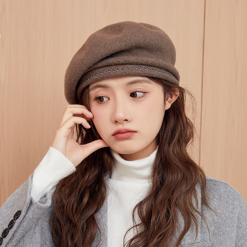 Hat Beret Studded