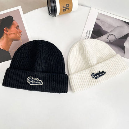Knit Lettering Applique Beanie